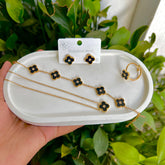 Black Floral (Necklace +bracelet +Earing+ring)