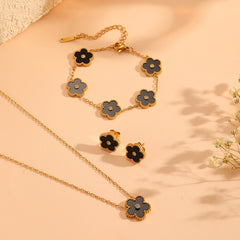 Luxe Black Floral Bracelet