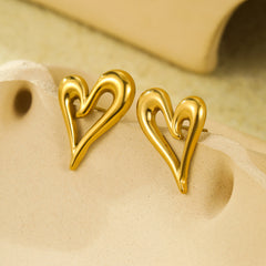 Golden Ember Heart Earrings
