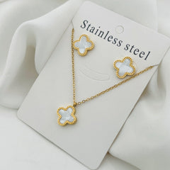 White Clover Deal(Necklace + Handcuff+bracelet+Earings