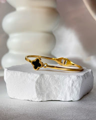 Black Lavish Clover stone Cuff