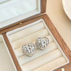 Sliver Brilliant Heart Earrings