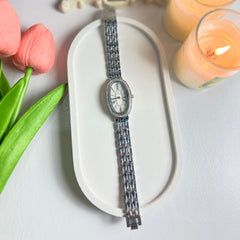 Silver Oval Watch