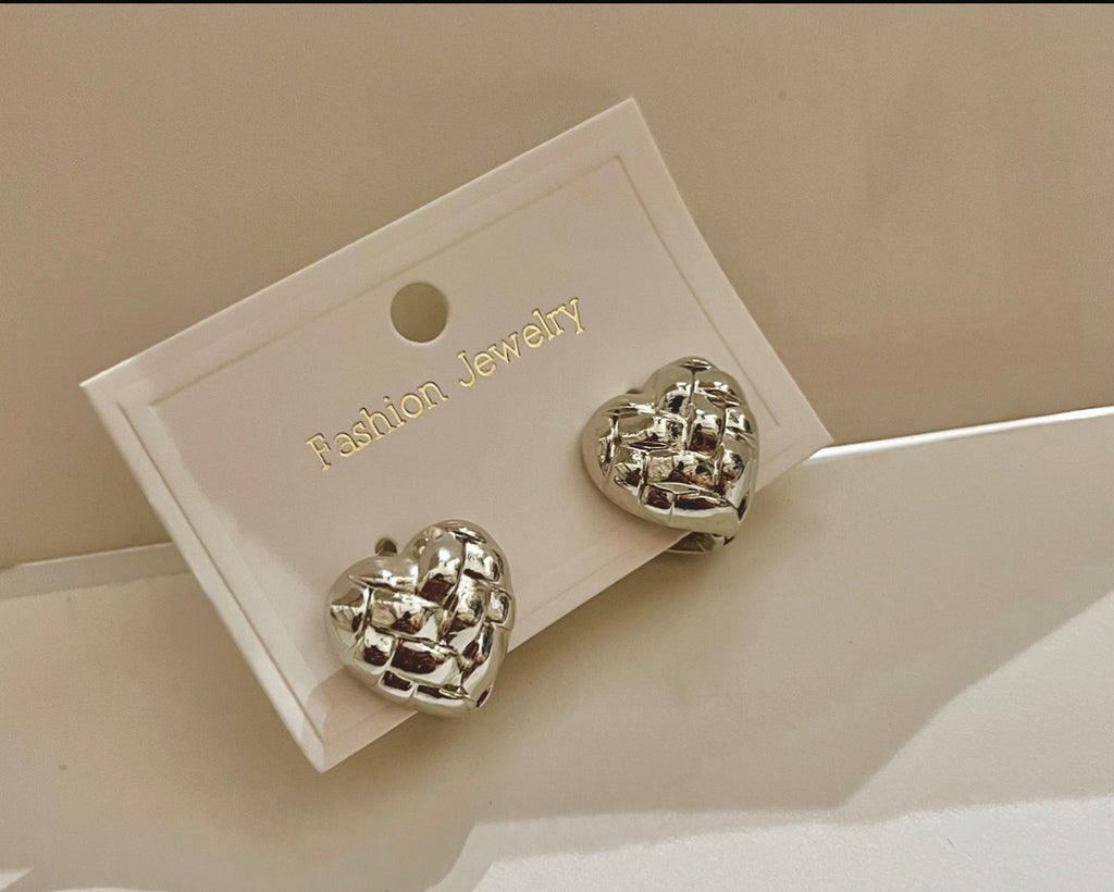 Sliver Brilliant Heart Earrings