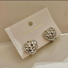 Sliver Brilliant Heart Earrings