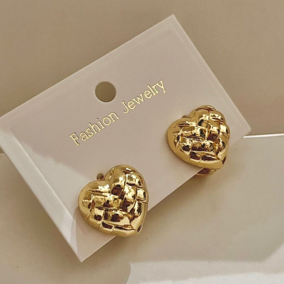 Golden Brilliant Heart Earrings