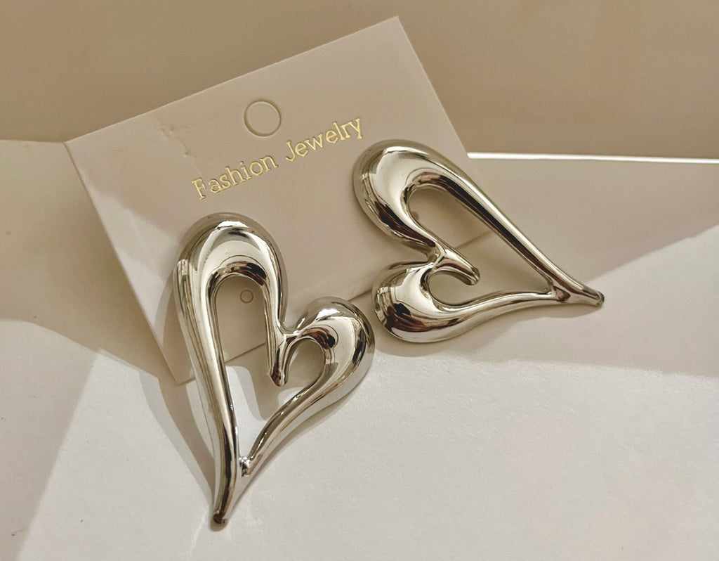 Sliver Ember Heart Earrings