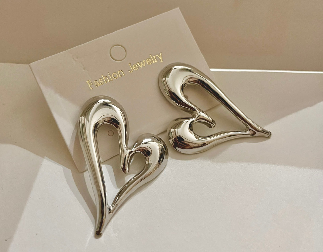 Sliver Ember Heart Earrings