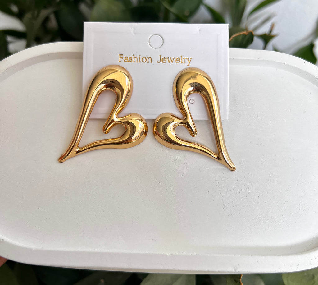 Golden Ember Heart Earrings
