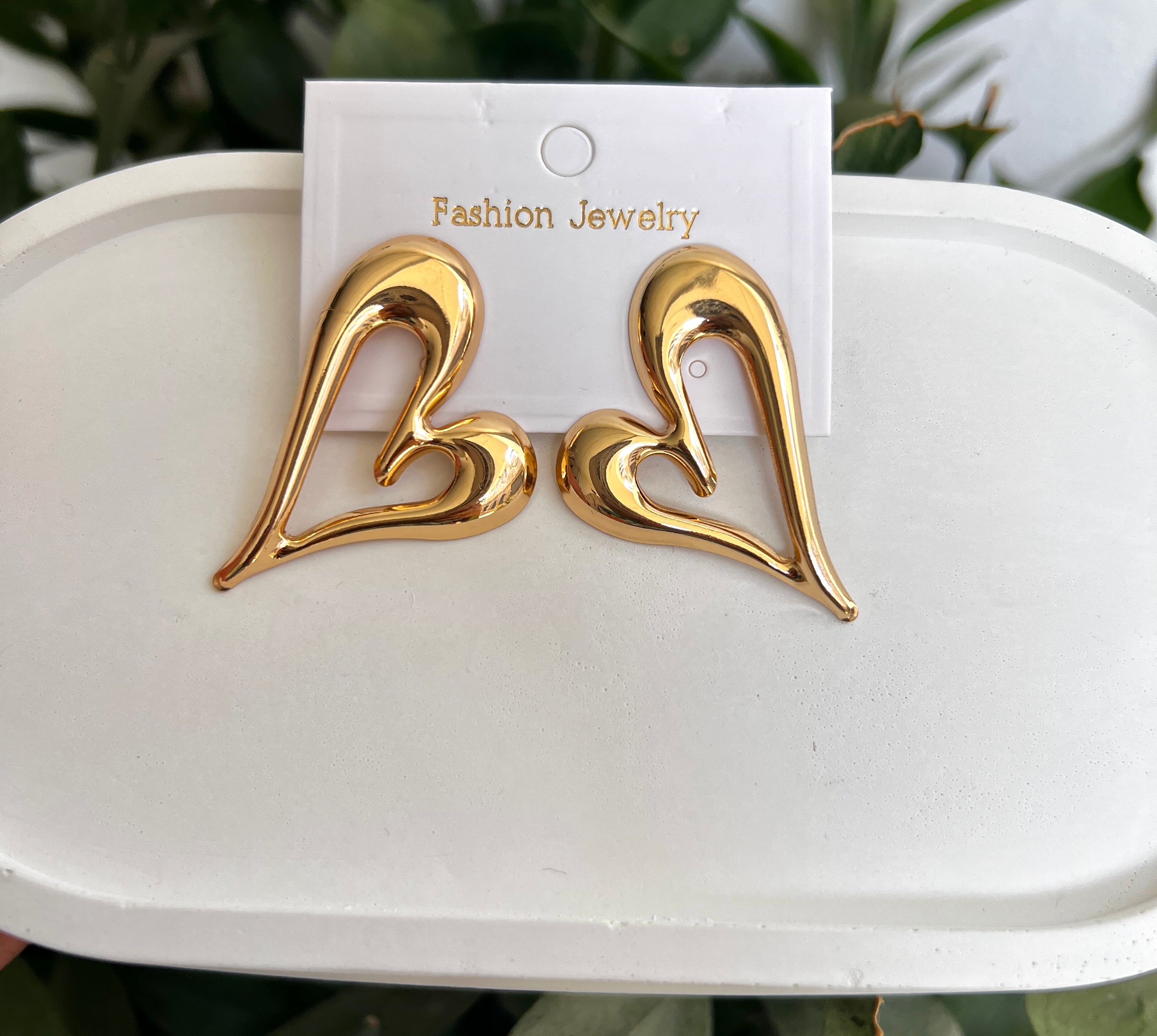 Golden Ember Heart Earrings
