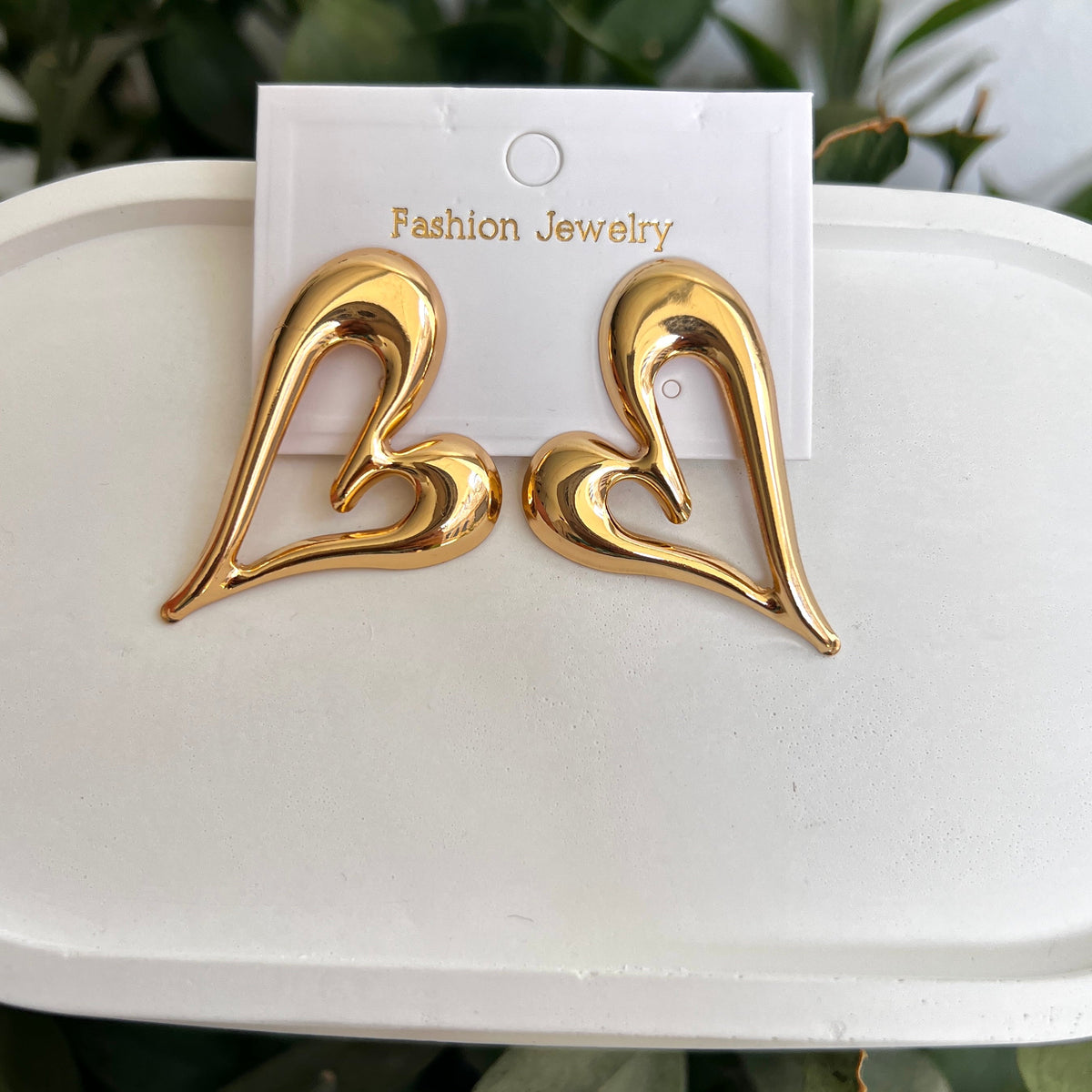 Golden Ember Heart Earrings