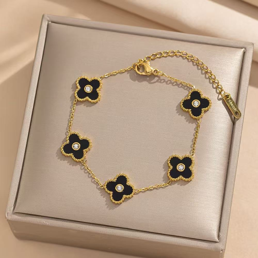 Luxe Black Floral Bracelet