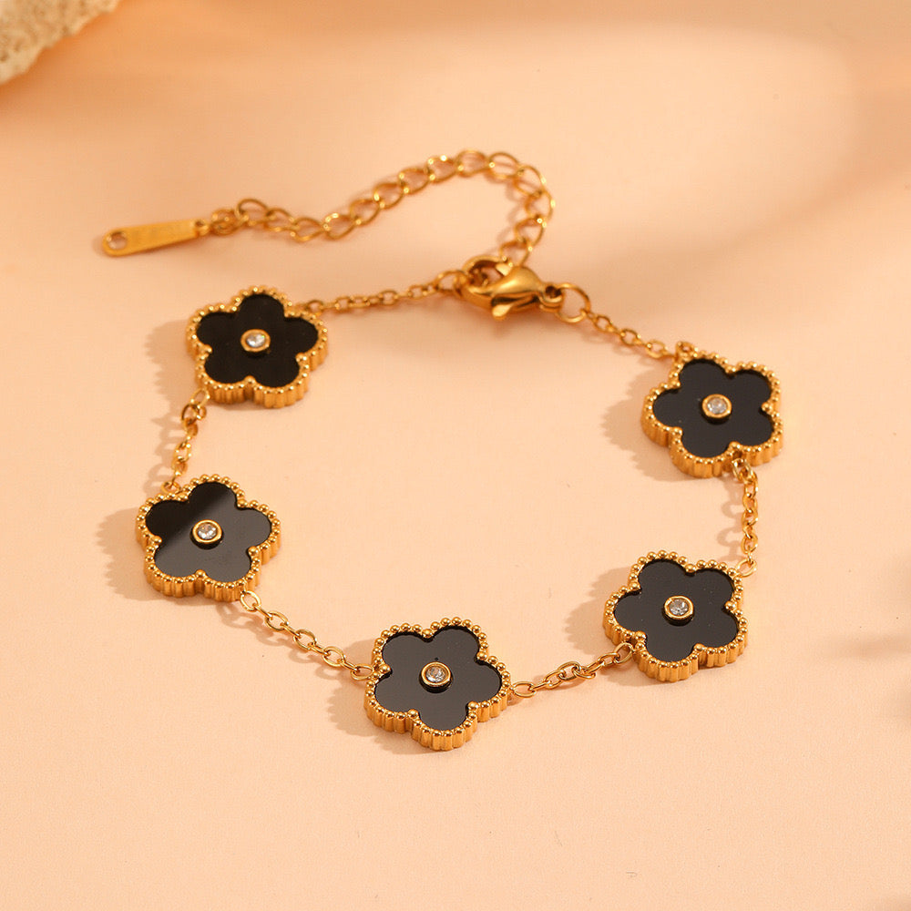 Luxe Black Floral Bracelet