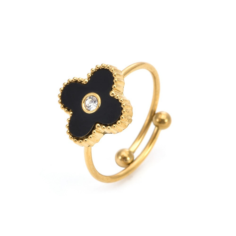 Black Floral (Necklace +bracelet +Earing+ring)