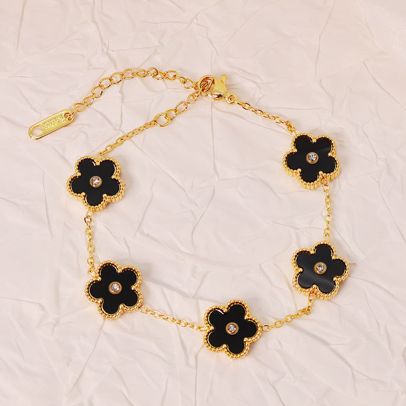 Luxe Black Floral Bracelet