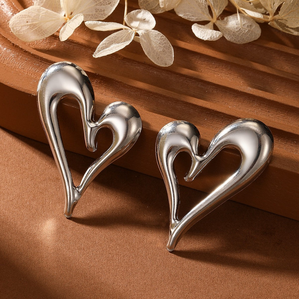 Sliver Ember Heart Earrings