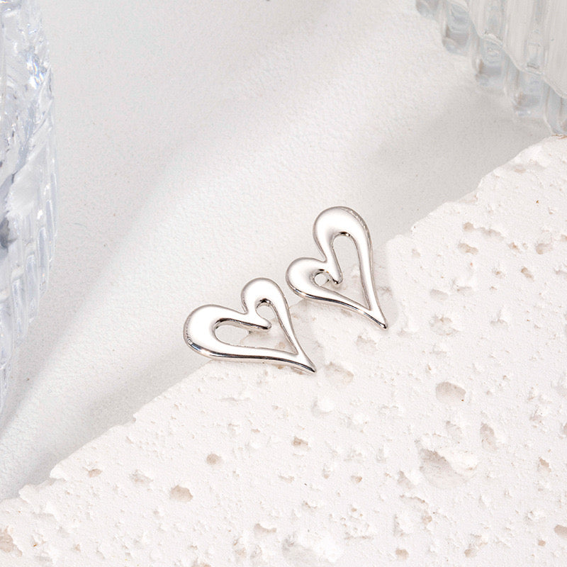 Sliver Ember Heart Earrings