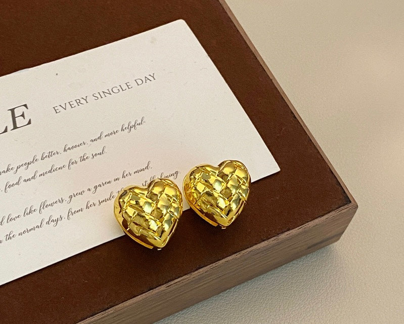 Golden Brilliant Heart Earrings