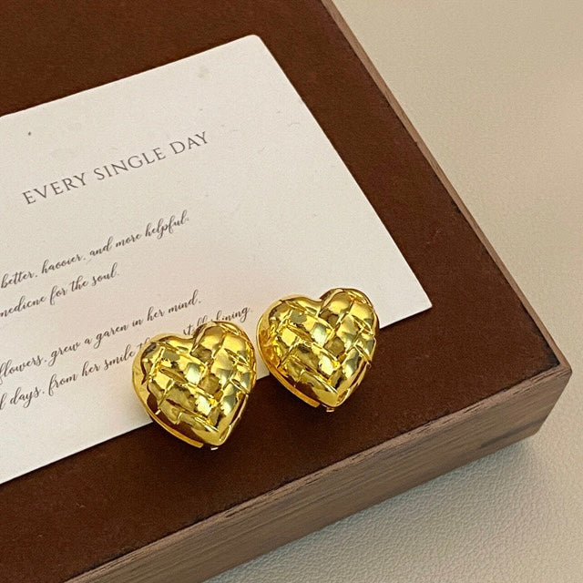 Golden Brilliant Heart Earrings