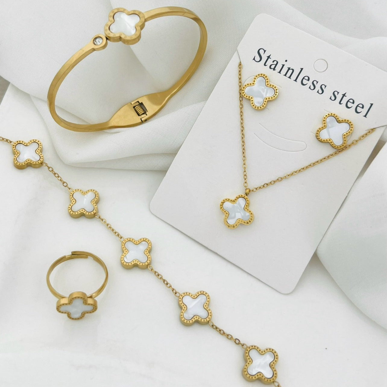 White Midnight Blossom Bracelet