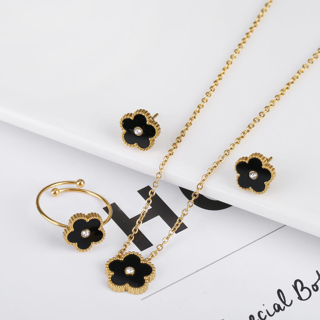 Luxe Black Floral Pendant