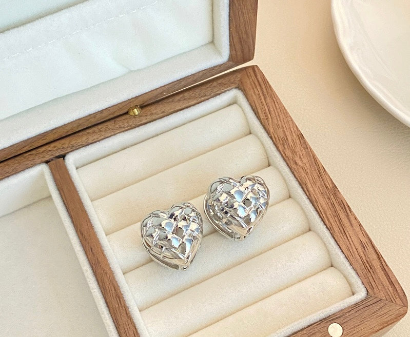 Sliver Brilliant Heart Earrings