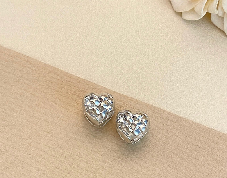 Sliver Brilliant Heart Earrings