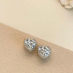 Sliver Brilliant Heart Earrings