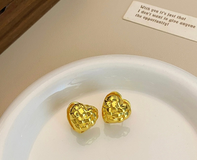 Golden Brilliant Heart Earrings