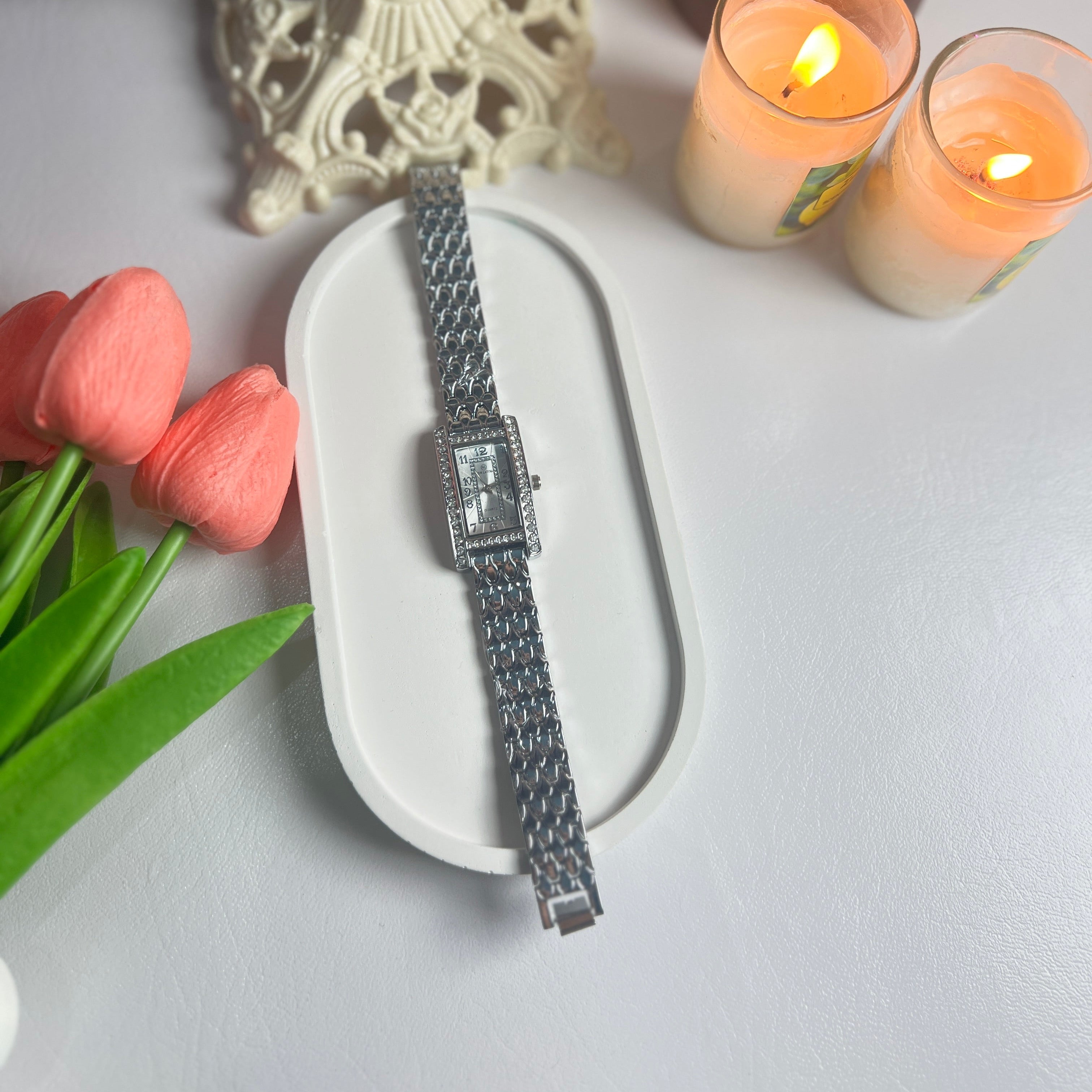 Silver Rectangular Watch