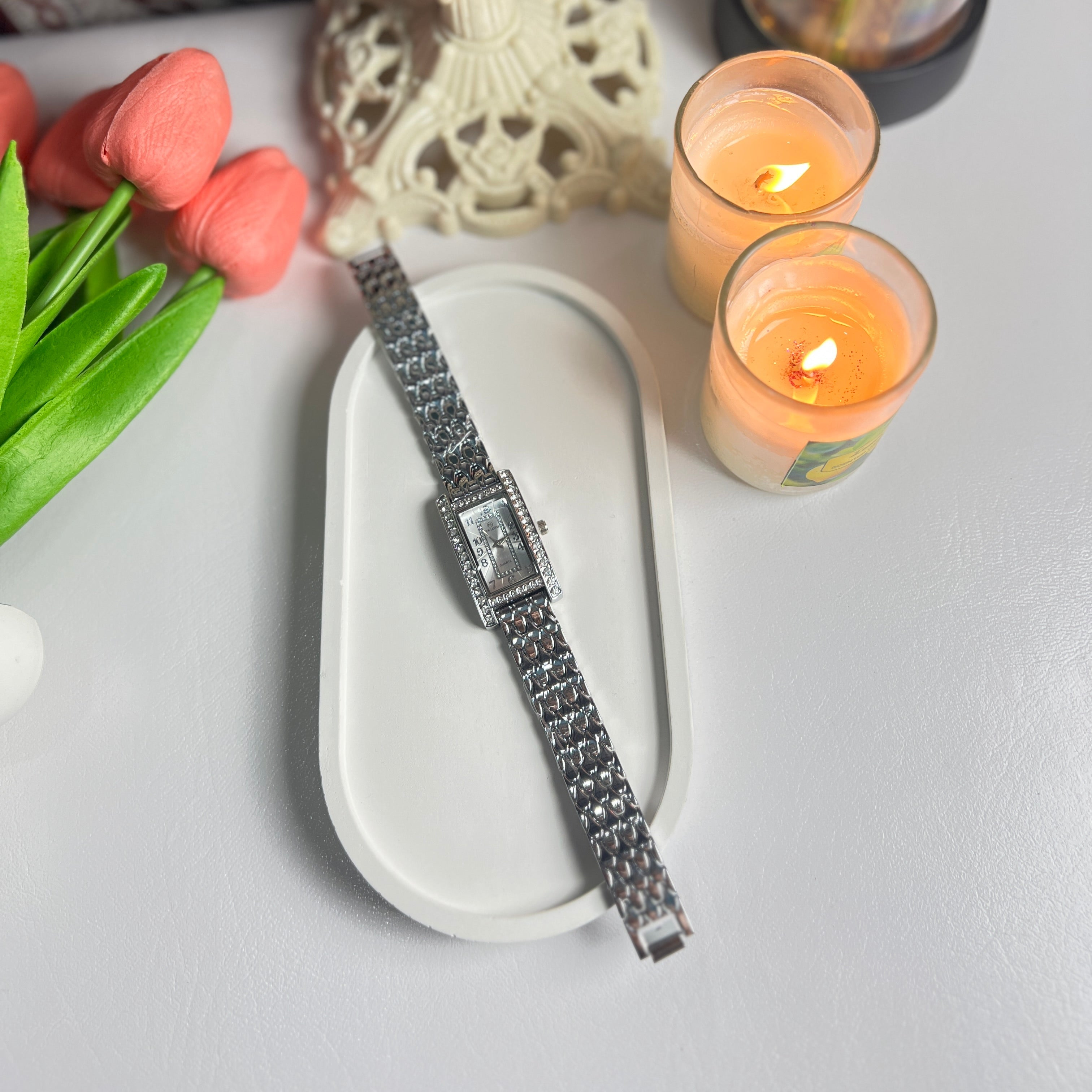 Silver Rectangular Watch