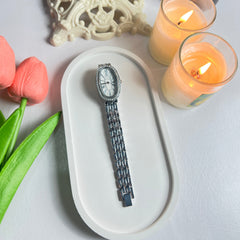 Silver Oval Watch