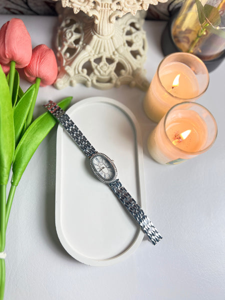 Silver Oval Watch
