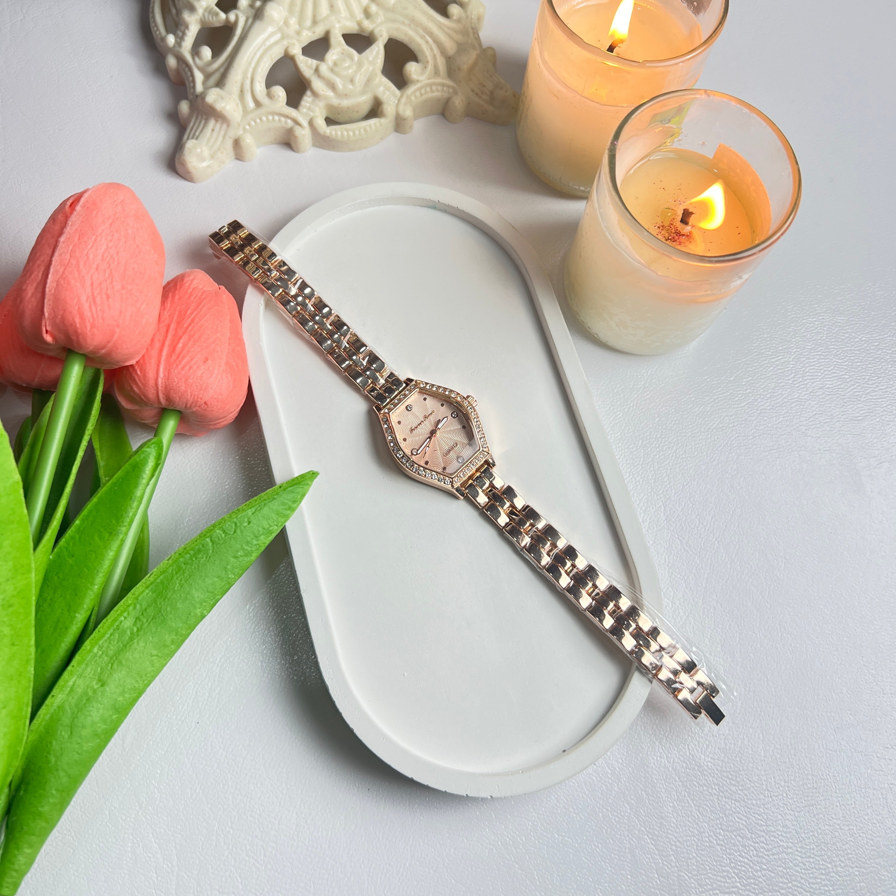 Rose Gold Hexagon Watch