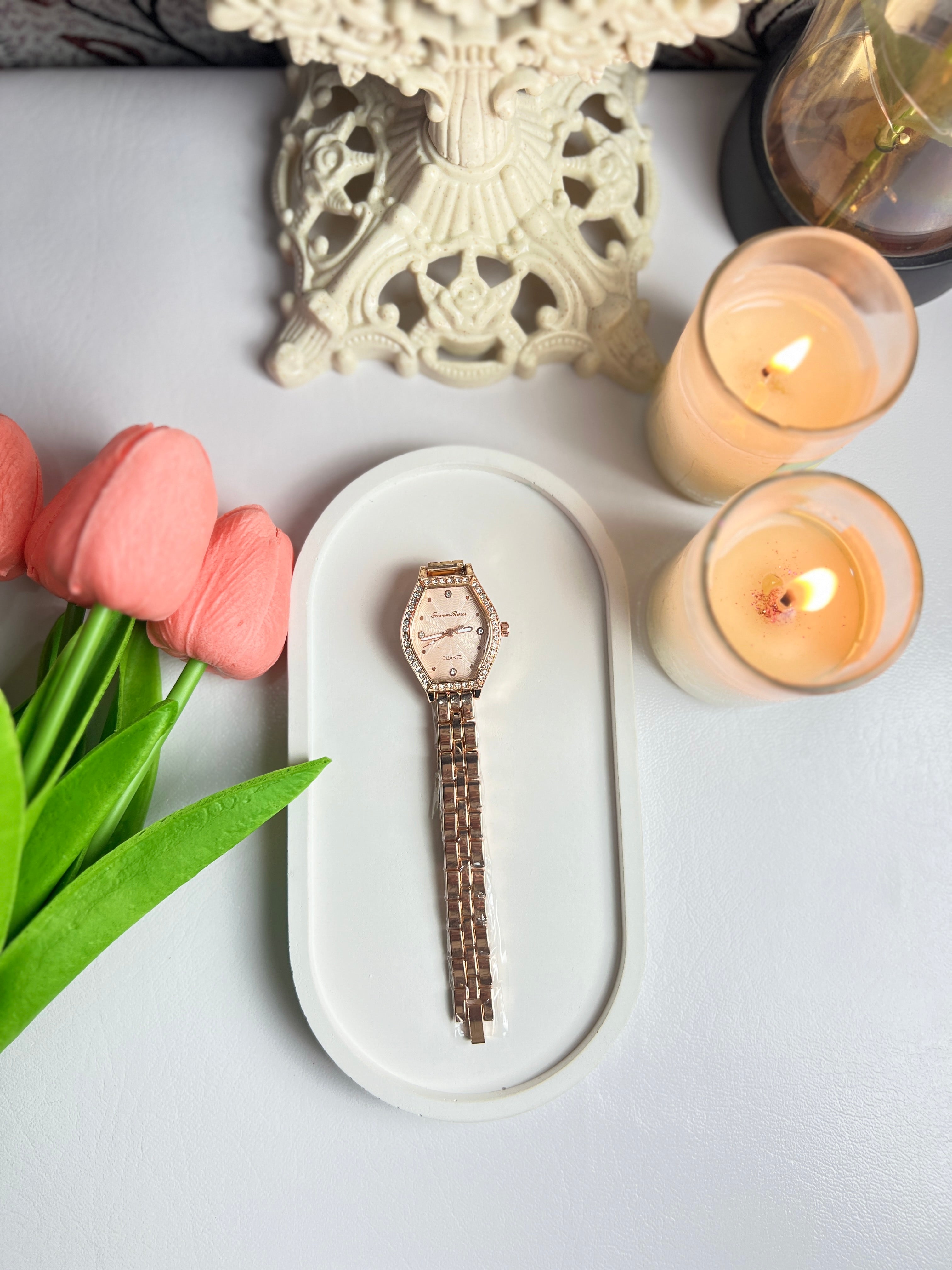 Rose Gold Hexagon Watch