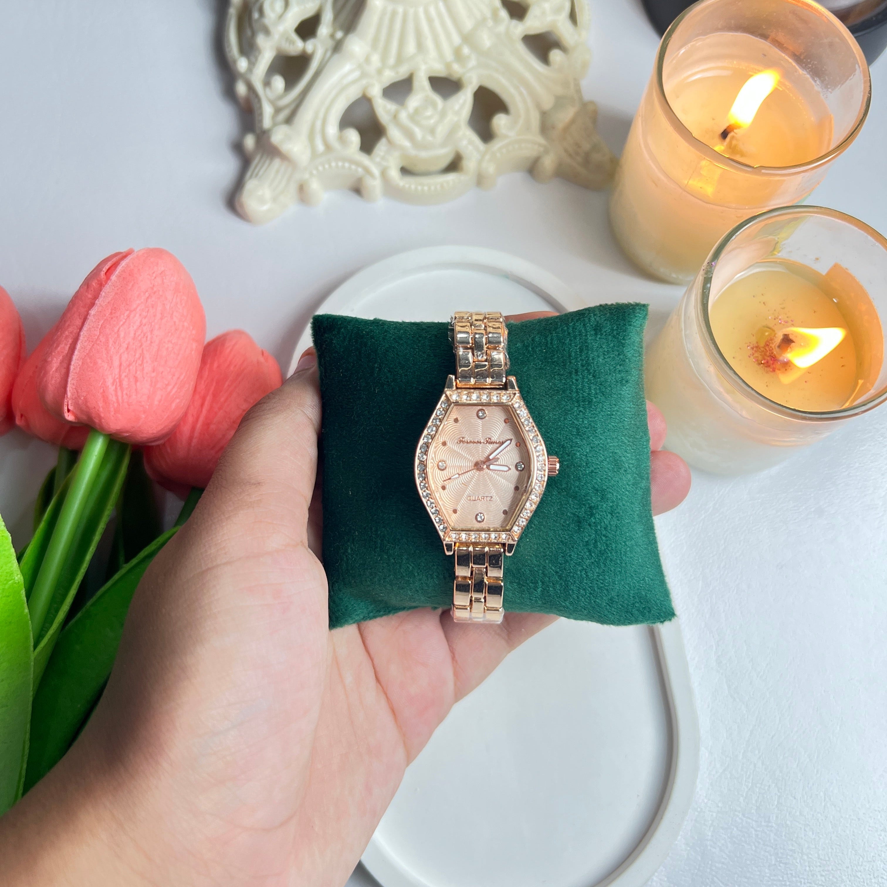 Rose Gold Hexagon Watch