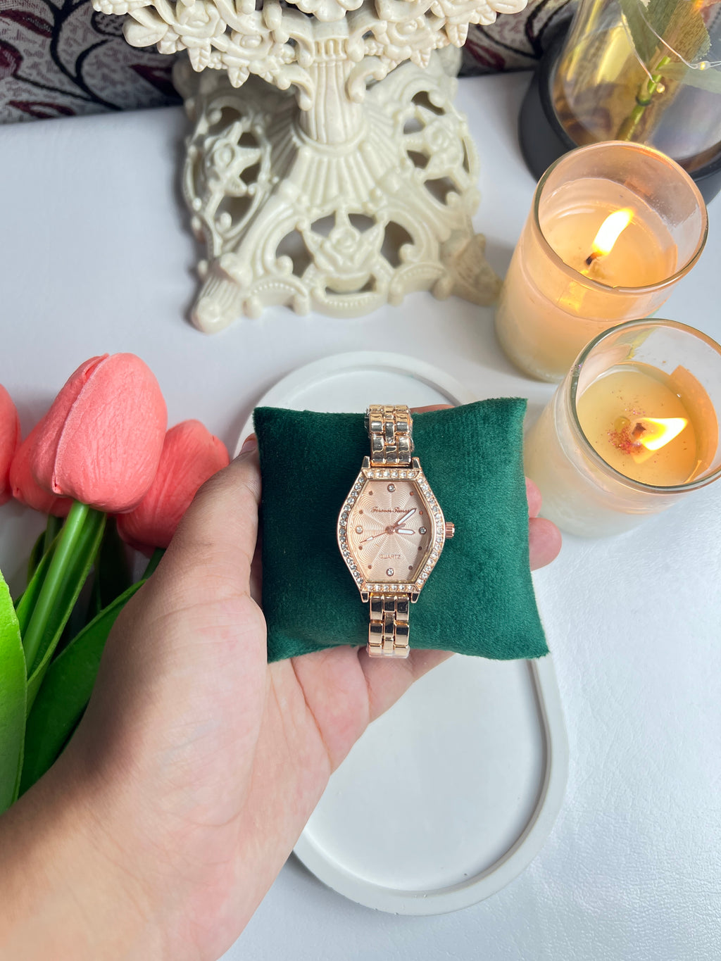 Rose Gold Hexagon Watch