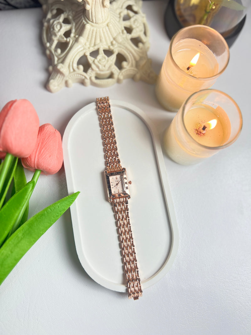 Rose Gold Rectangular Dail