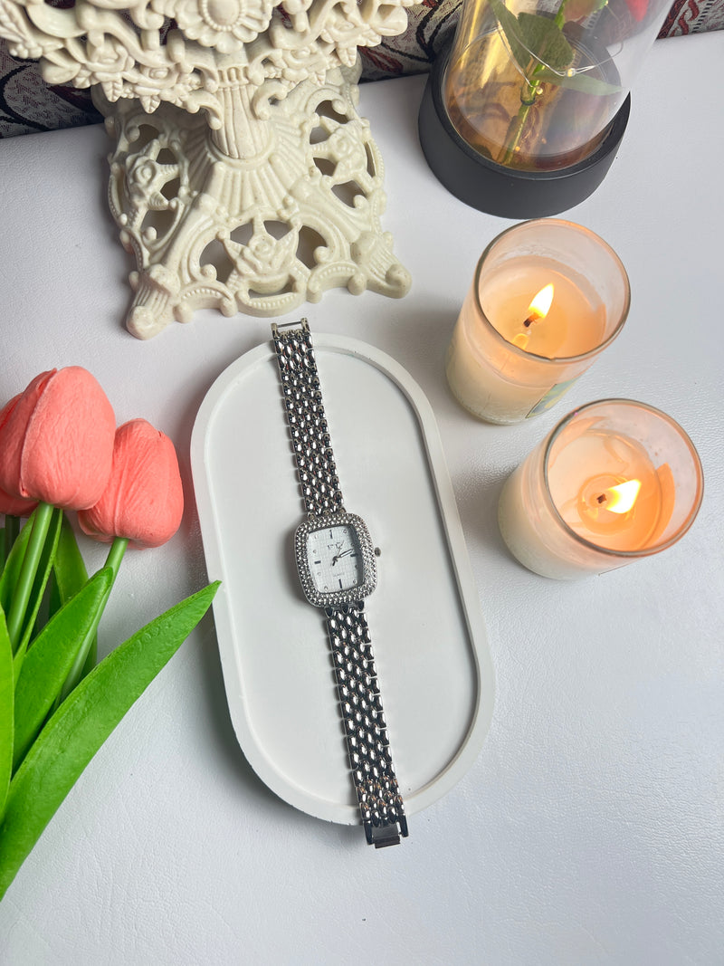 Silver Square dial Watch