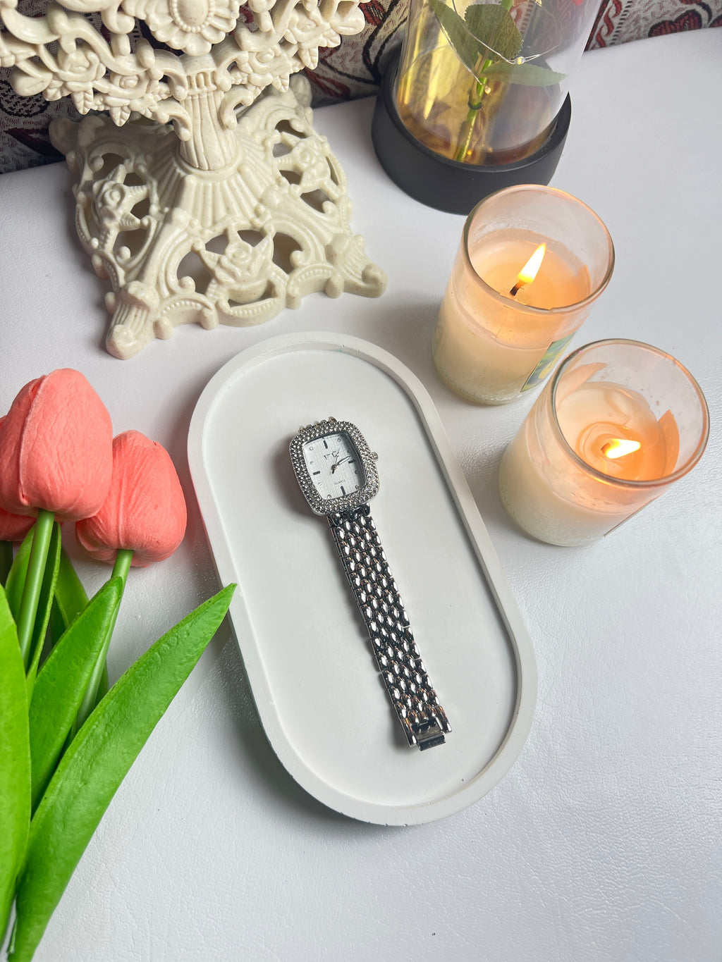 Silver Square dial Watch