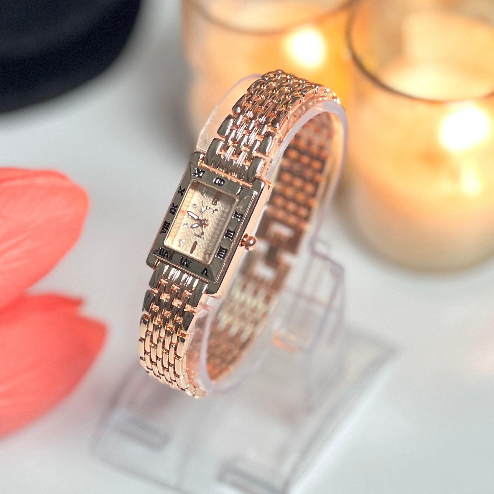 Rose Gold Rectangular Dail