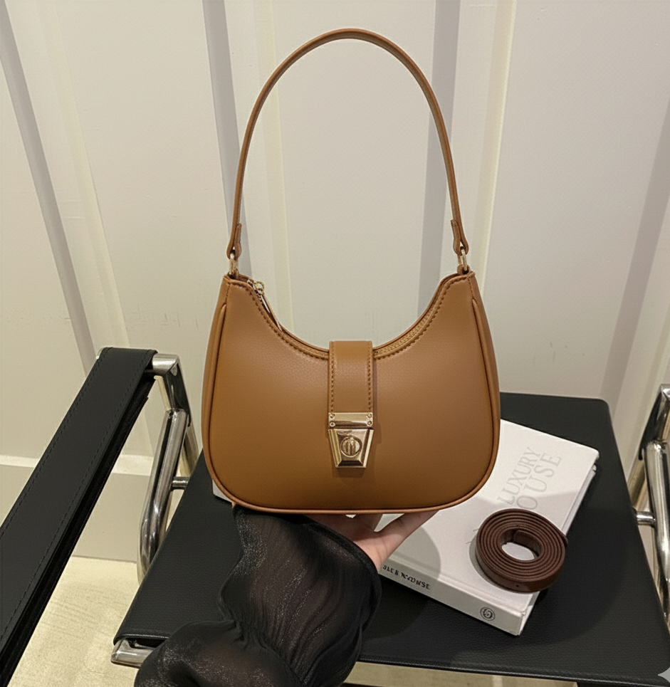 Camel Noir Elegance Shoulder Bag