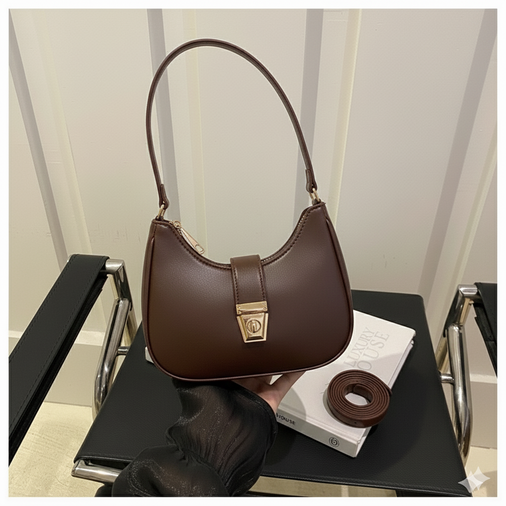 Dark Brown Noir Elegance Shoulder Bag
